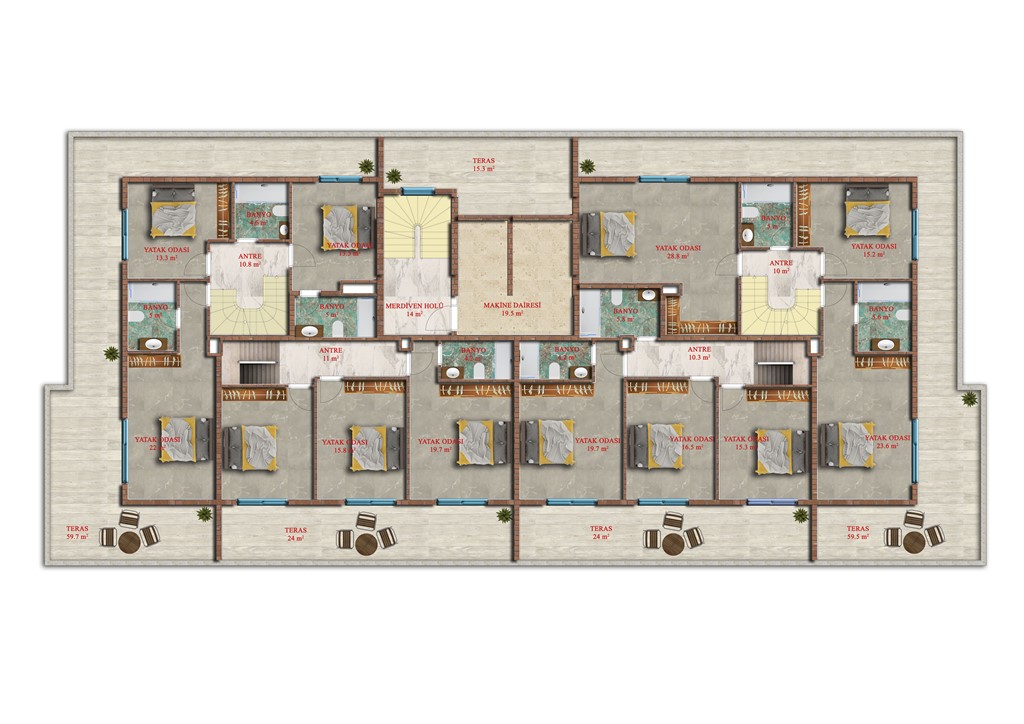 Euro Residence 21 Ablok ÇATI KAT PLANI