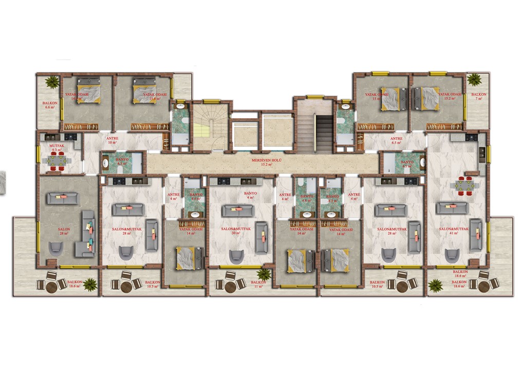 Euro Residence 21 Ablok NORMAL KAT PLANI